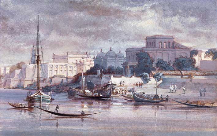 Ciudad de Dhaka al otro lado del río Buriganga