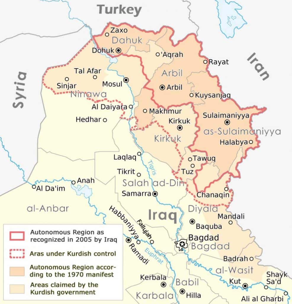 Regiones kurdas de Irak en 2005