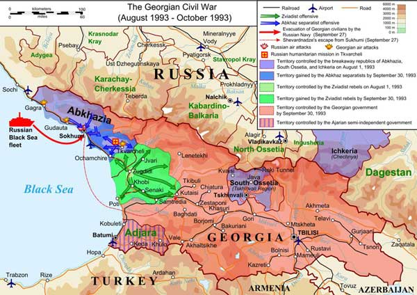 Mapa de la guerra civil (octubre-diciembre de 1993)