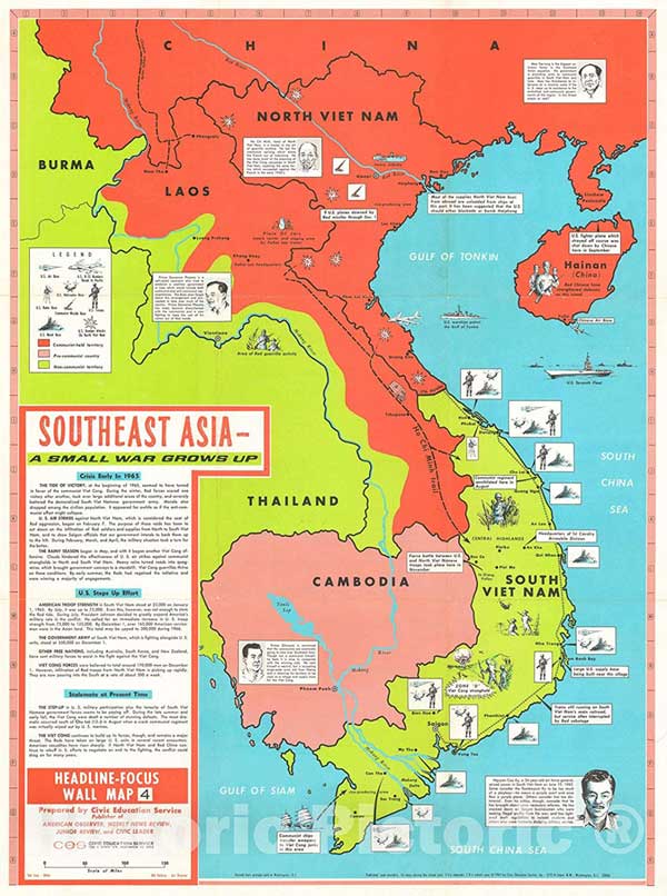 Mapa histórico: Sudeste de Asia durante la guerra de Vietnam, 1965