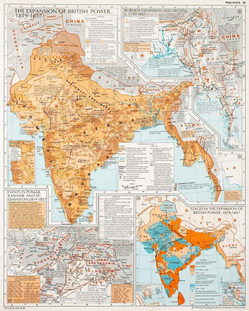 Una línea de tiempo de dinastías, gobernantes y eventos clave de la historia del sur de Asia : 1819 - 1857
