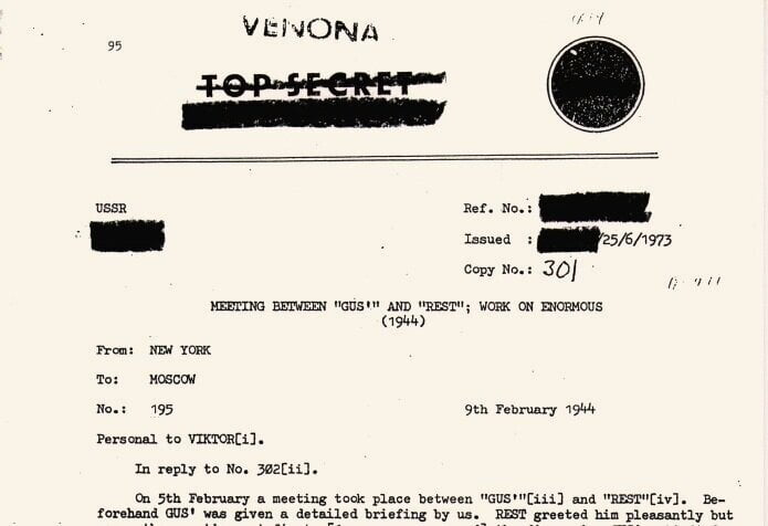 Documento desclasificado del proyecto VENONA